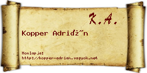 Kopper Adrián névjegykártya